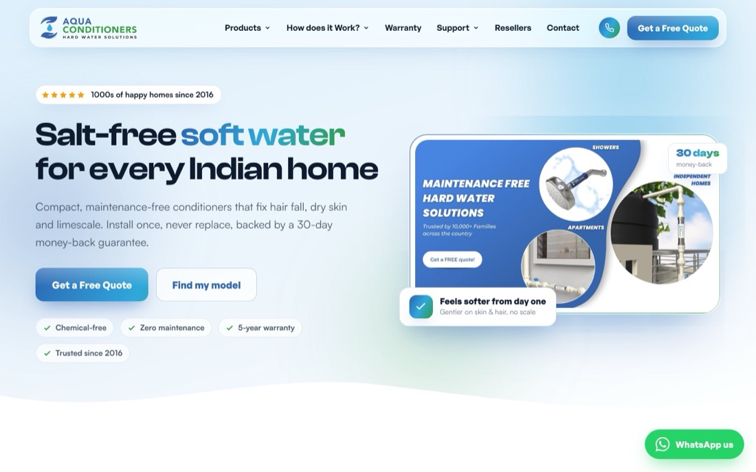 Aqua Conditioners website