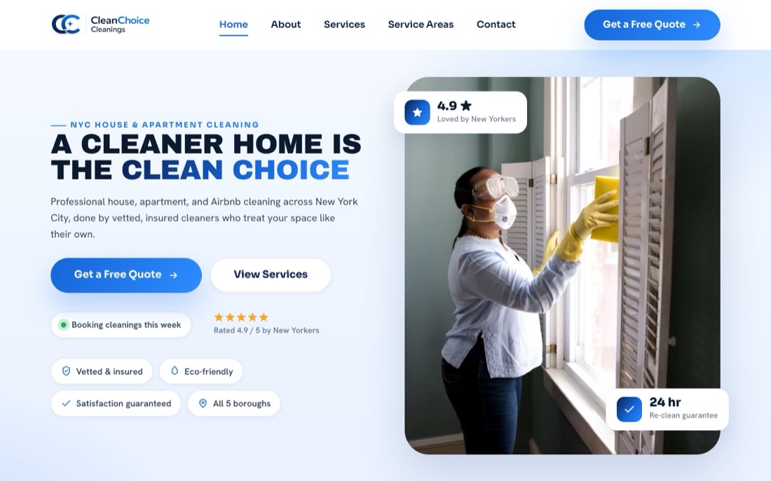 CleanChoice Cleanings website