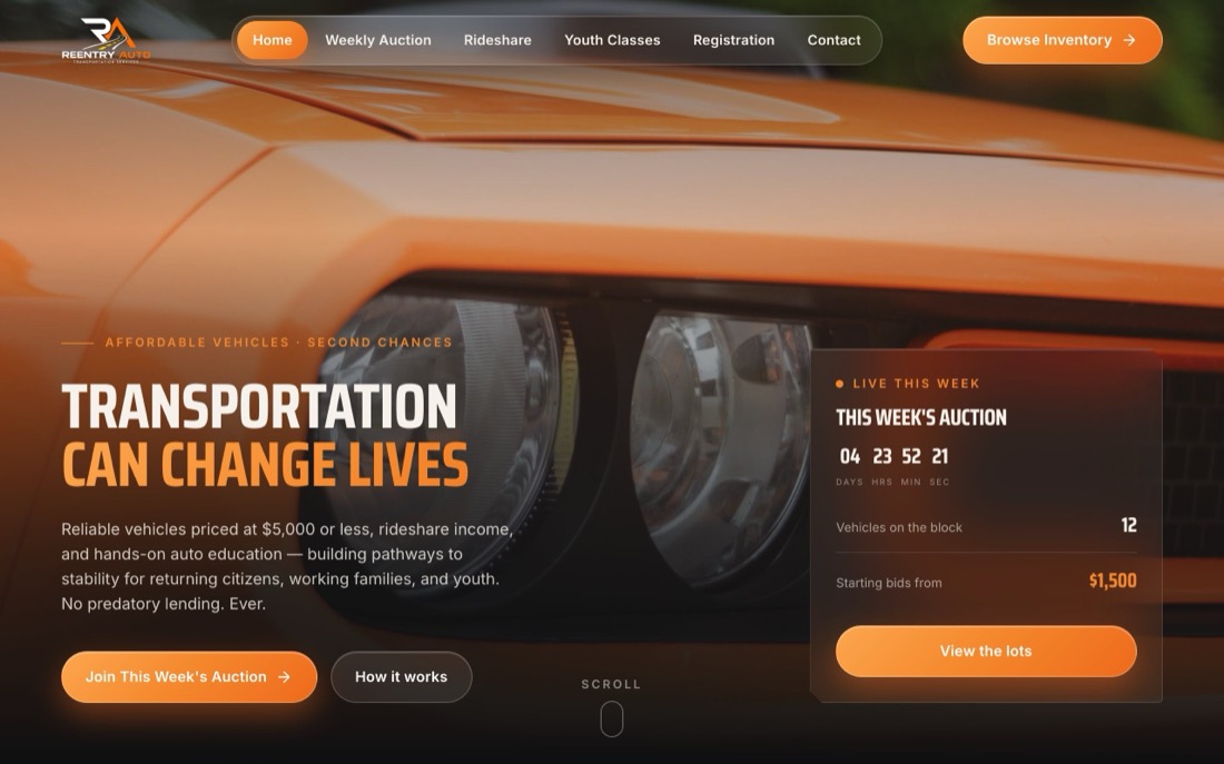 Reentry Auto website